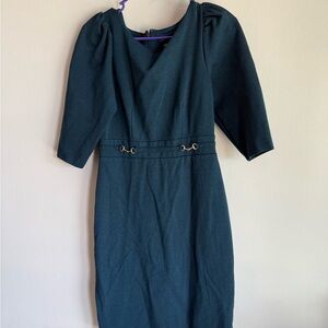 Ann Taylor Dark Teal Long Sleeve Dress‎